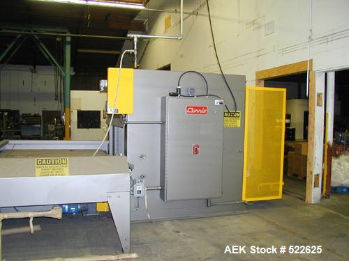 USED: Currie LLP-10 palletizer. It is set up on a columnar pattern 12 per layer, 4 layers high. Boxes were 12.875 long x 10.875 wide x 12.875 tall. It can be programmed on any new pattern for about $...