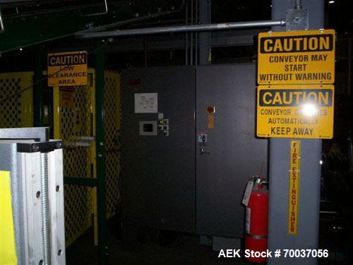 Used Goldco High Level Case Palletizer, Model L2025. Includes adjustable pallet dispenser for 36" x 36" and 40" x 48" pallets. Siemens electrical controls. Contains programs for approximately 20 diff...