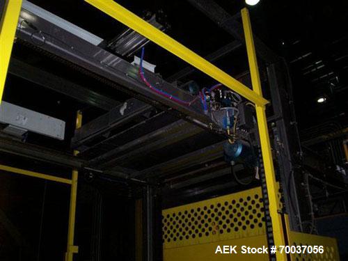 Used Goldco High Level Case Palletizer, Model L2025. Includes adjustable pallet dispenser for 36" x 36" and 40" x 48" pallets. Siemens electrical controls. Contains programs for approximately 20 diff...