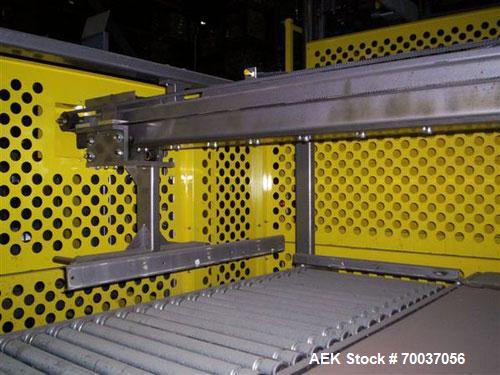 Used Goldco High Level Case Palletizer, Model L2025. Includes adjustable pallet dispenser for 36" x 36" and 40" x 48" pallets. Siemens electrical controls. Contains programs for approximately 20 diff...