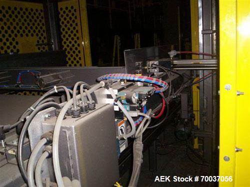 Used Goldco High Level Case Palletizer, Model L2025. Includes adjustable pallet dispenser for 36" x 36" and 40" x 48" pallets. Siemens electrical controls. Contains programs for approximately 20 diff...