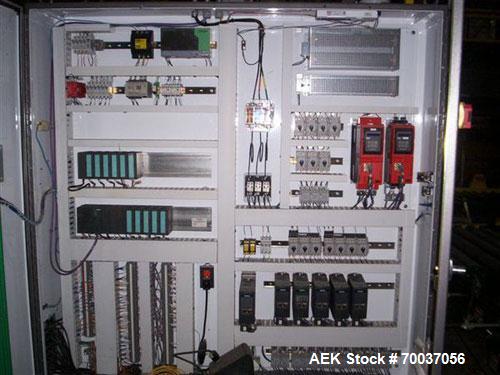 Used Goldco High Level Case Palletizer, Model L2025. Includes adjustable pallet dispenser for 36" x 36" and 40" x 48" pallets. Siemens electrical controls. Contains programs for approximately 20 diff...