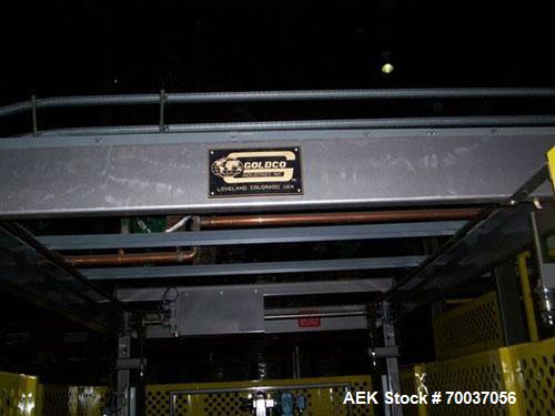 Used Goldco High Level Case Palletizer, Model L2025. Includes adjustable pallet dispenser for 36" x 36" and 40" x 48" pallets. Siemens electrical controls. Contains programs for approximately 20 diff...