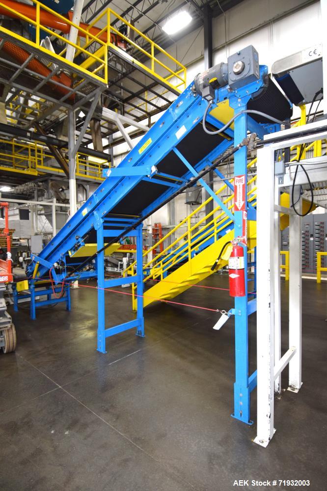 Used Lambert Material Handling 1200 Fully Automatic Bag Palletizer. Speeds up to 50 cases per minute based on layer pattern, load capacity 600 pounds per layer, Maximum load capacity 4000 at 70" heig...
