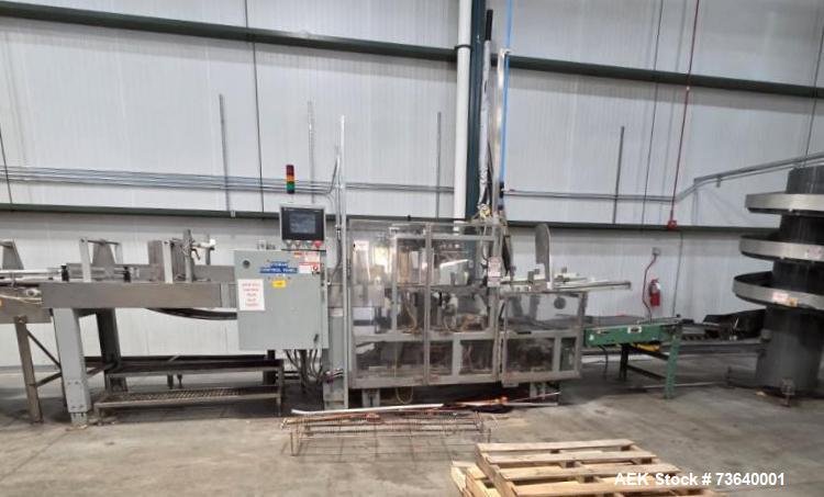 Used Nortech (Tishma) High-Level Full Case Palletizing System with Automatic Pallet Feed & Integrated Wrapper