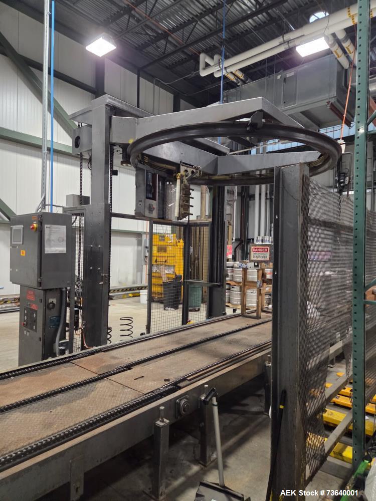 Used Nortech (Tishma) High-Level Full Case Palletizing System with Automatic Pallet Feed & Integrated Wrapper