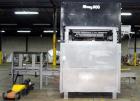 Used Alvey Model 800 Automatic Palletizer. Capable of speeds up to 75 cases per minute. Has Allen Bradley Micrologixs PLC controls, last running 40 x 48 pallets. Has pallet feeder, compact design.