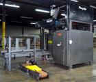 Used Alvey Model 800 Automatic Palletizer. Capable of speeds up to 75 cases per minute. Has Allen Bradley Micrologixs PLC controls, last running 40 x 48 pallets. Has pallet feeder, compact design.