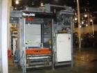 Used Alvey Model 800 Automatic Palletizer. Capable of speeds up to 75 cases per minute. Has Allen Bradley 504 PLC controls, last running 40 x 48 pallets. Has pallet feeder, compact design.
