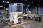 Used Columbia Machine Colmac 500 Low Level Case Palletizer, Model 500H-LRXS-AB-9002, Carbon Steel. Capable of 35 to 45 cases per minute depending on pattern. Capacity up to 24
