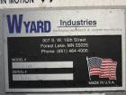 Used Wyard High Speed Palletizer, Model MAX02. Last running at speeds of 155 cases per minute. Has Allen Bradley SLC 5/02 controller. Can run pallets from 36 x 36 to 48 x 48. Last running 12 pack, 24...
