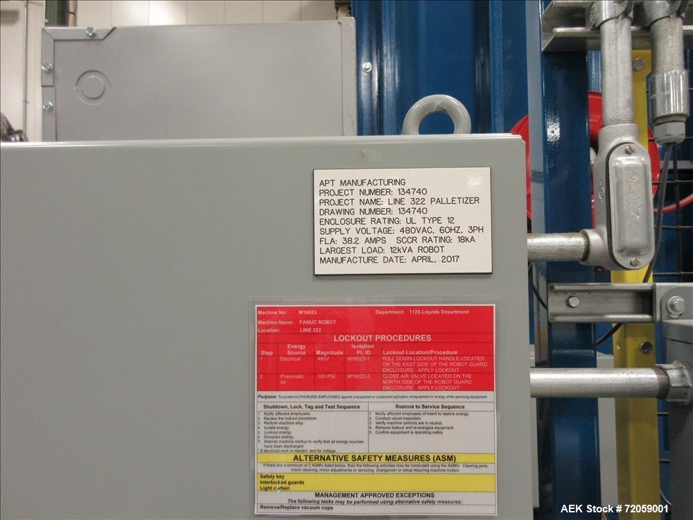 Used- APT Manufacturing Robotic Palletizing Cell with Fanuc Model R-1000 Robotic