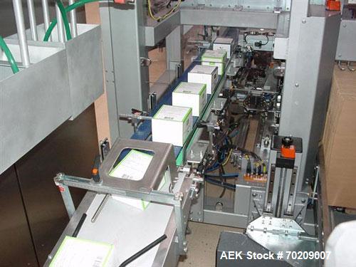 Used Cermex Sidel P922 Gantry Style Palletizer capable of speeds up to 12 cycles per minute. Has 4 axis gripping transfer station. Allen Bradley controls. Unit was installed and never put into produc...