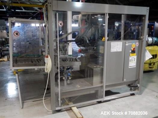 Used Pester Robotic Palletizer, Model PEWO-FORM PAL6. Rated speeds up to 15 packs/minute, with Kuka 5 axis robot, type KRC1, rated 162 KG, 480 volt, serial# 18049, built 2002, Pester serial# 10487C, ...