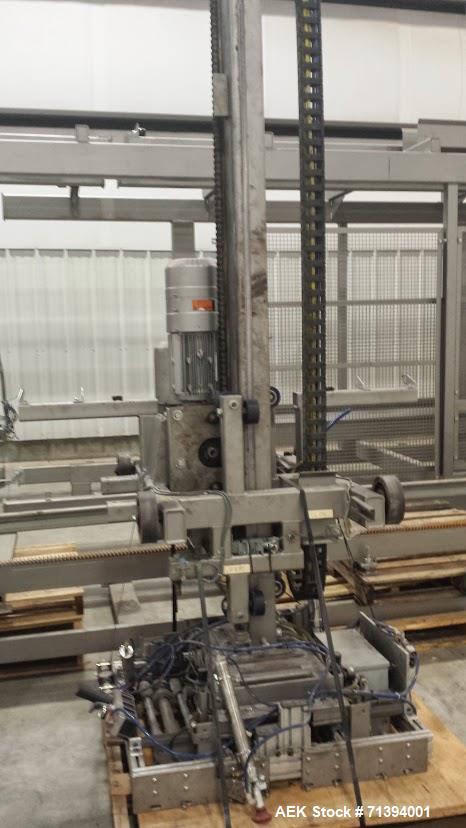 Used Van Pak 2-Lane Robotic Palletizer expandable to 4 lanes with 20 pallet infeed, Gantry Style, Model 2000. Electric 460/3/60. Mfg. 2003.