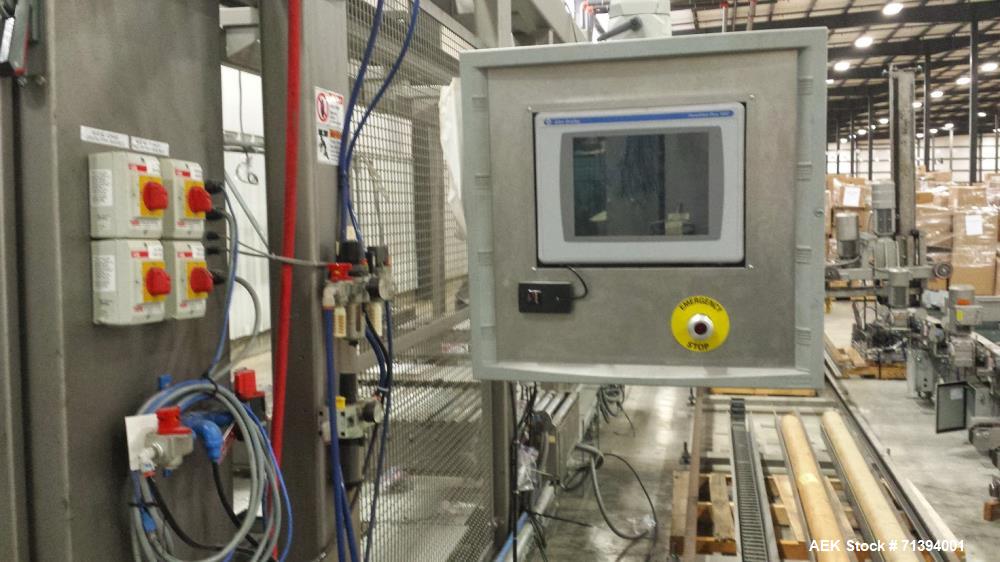 Used Van Pak 2-Lane Robotic Palletizer expandable to 4 lanes with 20 pallet infeed, Gantry Style, Model 2000. Electric 460/3/60. Mfg. 2003.