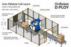 New OnRobot D:PLOY Automatic Robotic Palletizing System with Yaskawa GP35L Robot, Safety Enclosure & Conveyor