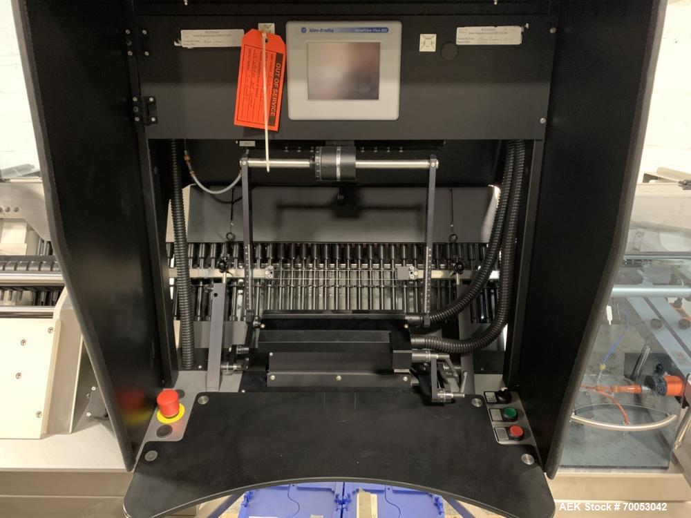 Used Unused Seidenader inspection system, with (2) type V90-AVSB/60 Seidenader semi automatic inspection units, (1) L-R unit, (1) R-L unit, currently set up for syringe inspection, with Sortec feedin...