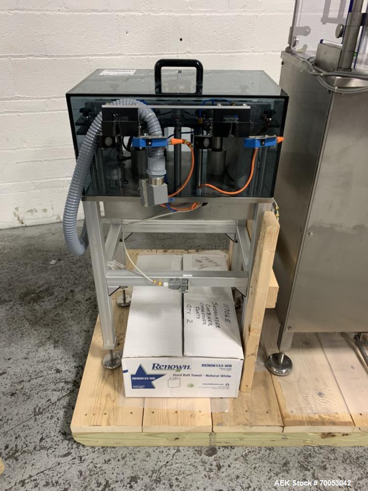 Used Unused Seidenader inspection system, with (2) type V90-AVSB/60 Seidenader semi automatic inspection units, (1) L-R unit, (1) R-L unit, currently set up for syringe inspection, with Sortec feedin...