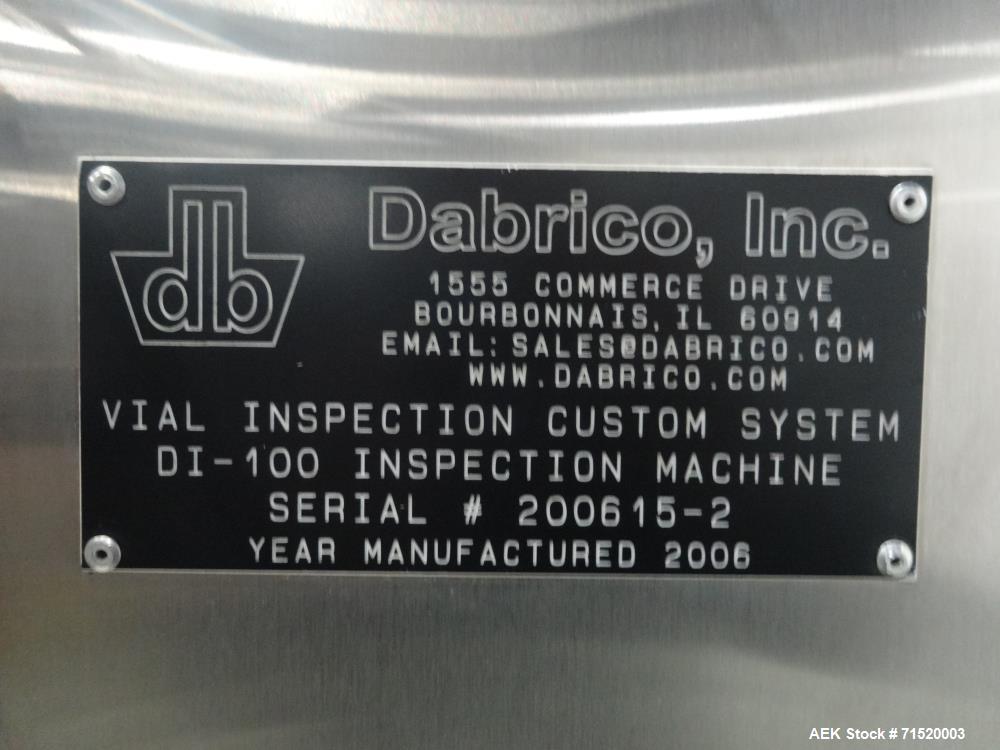 Used- Dabrico Inc. Model DI-100 Vial Inspection System