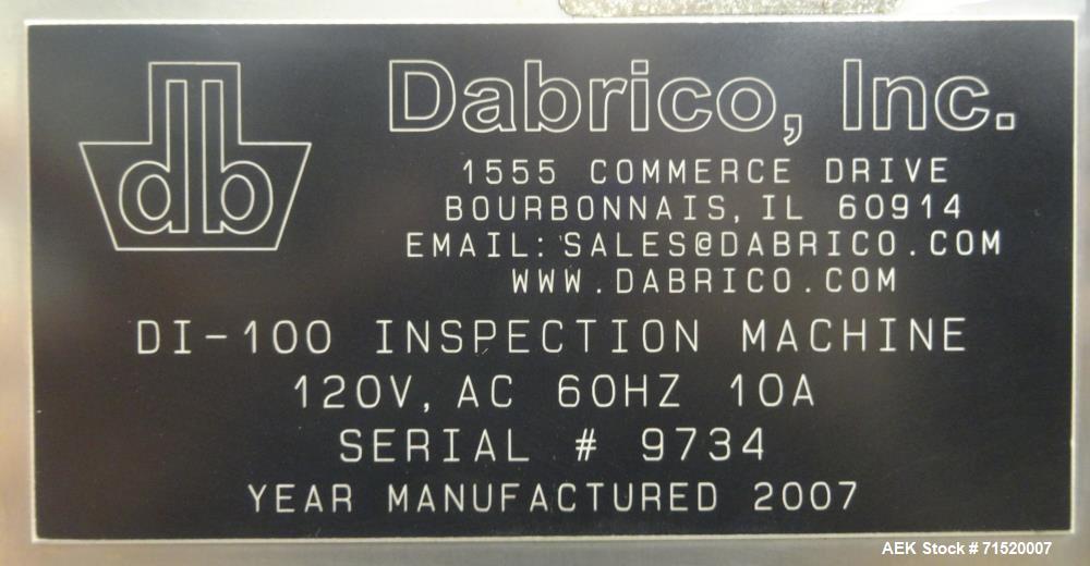Used Dabrico Model DI-200LT Dual Station Vial Inspection System