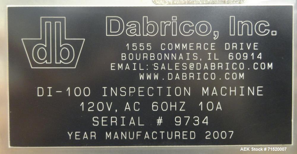 Used- Dabrico Model DI-200LT Dual Station Vial Inspection System