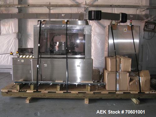 Used Eisai Sterile Rotary Vial Inspection Unit, Model 125-596.Designed for speeds up to 300 vials/minute,designed for 2, 5 and 10 ml vials for clear and suspension type products, 30 mm max diameter x...