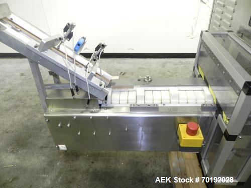 Used Nikka Densok Model HD1-1S High Voltage Pharmaceutical Pin Hole Detection System. Set for plastic vials and capable of speeds up to 300 vials per minute. Has a max card size: 150mm wide x 110mm t...