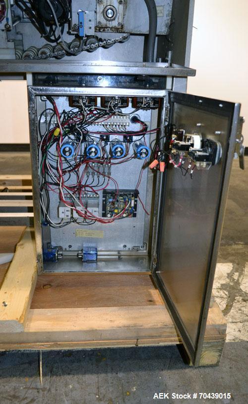 Used Dabrico DI-100 LT Semi Automatic Vial, Ampoule, Syringe Inspection Machine capable of speeds up to 150 vials per minute (per side). Back to back unit. Container size range: Vials/Cartridges 1ml ...