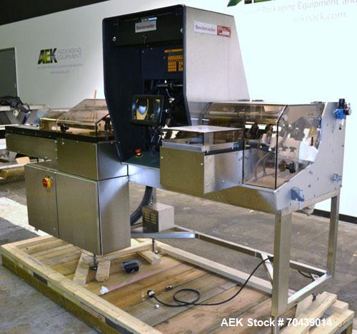 Used Seidenader V90 AVSB for visual inspection of filled vials. Model V90-AVSB/60-LR can handle products from .5ml to 1000ml with changeparts. Currently set up for 200ml vials. Can handle clear solut...