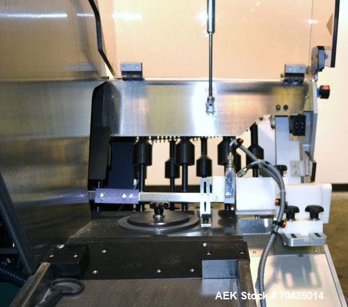 Used Seidenader V90 AVSB for visual inspection of filled vials. Model V90-AVSB/60-LR can handle products from .5ml to 1000ml with changeparts. Currently set up for 200ml vials. Can handle clear solut...