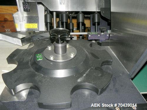 Used Seidenader V90 AVSB for visual inspection of filled vials. Model V90-AVSB/60-LR can handle products from .5ml to 1000ml with changeparts. Currently set up for 200ml vials. Can handle clear solut...