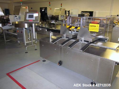 Used Seidenader Vial Inspection System Consisting Of: (2) Model V90-AVSB/75LR/RL vial inspection units, designed to inspect ampules, vials, syringes, bottles and tubes, .5-1000ml size range, rated up...