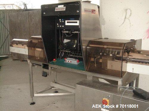 Used Seidenader Model V90 AVSB Vial Inspection Machine. Machine is used for visual inspection of filled syringes. Can handle products from .5ml to 1000ml with changeparts. Can handle clear solutions,...
