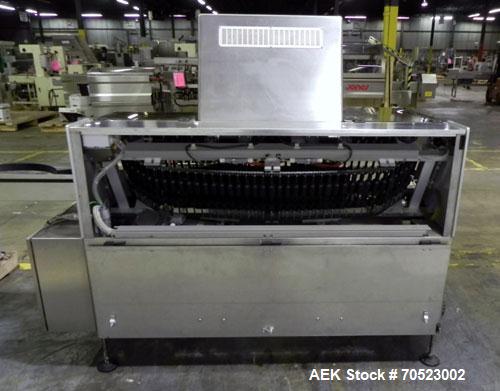 Used Seidenader Model V90-AVSB/60-LR Vial Inspection Machine. Capable of speeds up to 150 objects per minute. Has starwheel tray infeed and straight line discharge to tray. Machine equipped for vials...