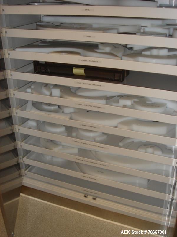Used Bosch RRN 2020 Vial Washer capable of speeds up to 130 vials per minute. Max Container Size:  Diameter up to 52 mm, Height up to 110 mm. Last ran vials of 2,5 ,3.5, 10, 20, 30, 40, 50, 100 ml. P...