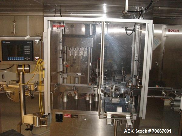 Used Bosch RRN 2020 Vial Washer capable of speeds up to 130 vials per minute. Max Container Size:  Diameter up to 52 mm, Height up to 110 mm. Last ran vials of 2,5 ,3.5, 10, 20, 30, 40, 50, 100 ml. P...