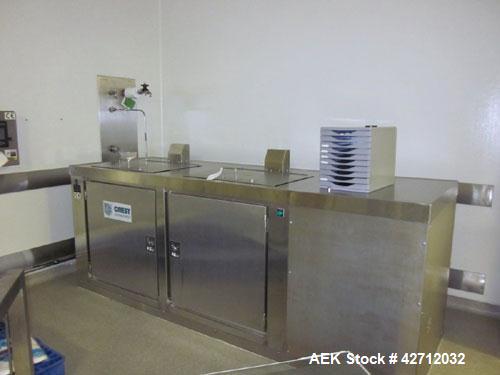 Used Crest Dual Chamber Ultrasonic Washer. PRICE INCLUDES A 15% BUYERS PREMIUM. AS IS WHERE IS, LOADING & REMOVAL FEES EXTRA, COST TO BE DETERMINED.