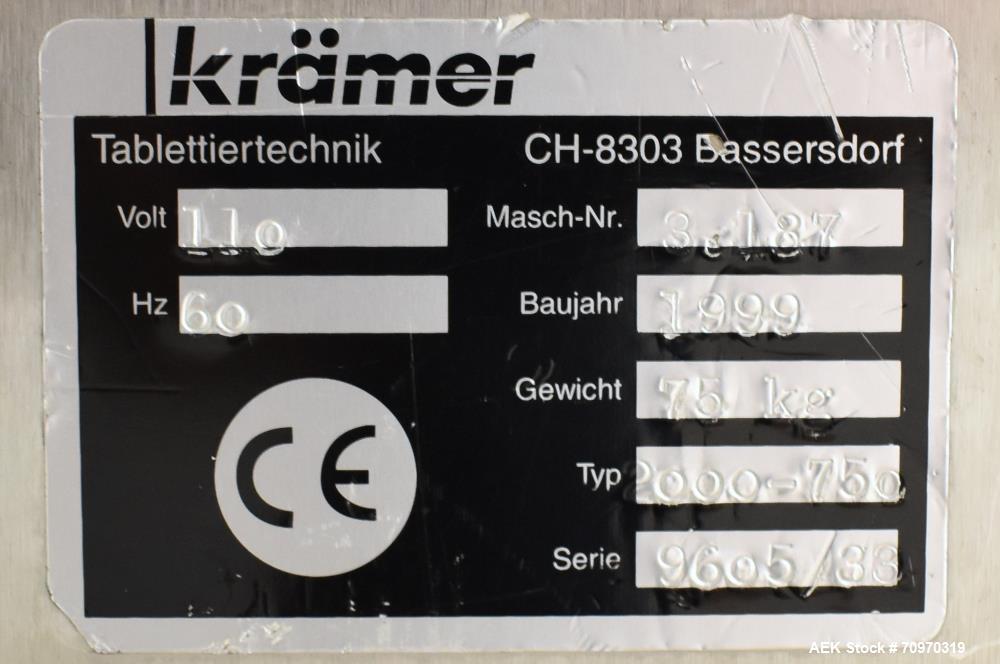 Used- Kramer Pharmaceutical Tablet De-Duster,  Model 2000-750