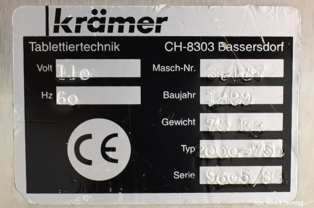 Used Kramer Pharmaceutical Tablet De-Duster,  Model 2000-750