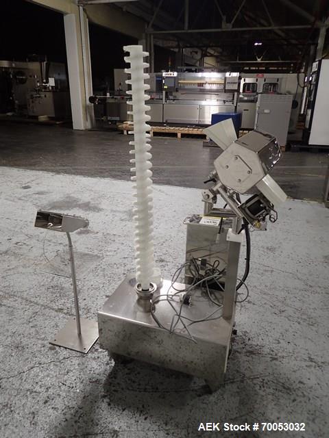 Used Used Pharma Tech deduster metal check combination, model PTGV1000ST, stainless steel construction, with vertical rotating brush deduster, integrated Safeline metal detector, model Met 30+, 3.75"...