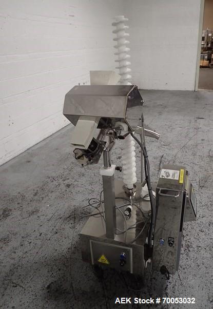 Used Used Pharma Tech deduster metal check combination, model PTGV1000ST, stainless steel construction, with vertical rotating brush deduster, integrated Safeline metal detector, model Met 30+, 3.75"...