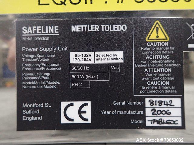 Used Used Pharma Tech deduster metal check combination, model PTGV1000ST, stainless steel construction, with vertical rotating brush deduster, integrated Safeline metal detector, model Met 30+, 3.75"...