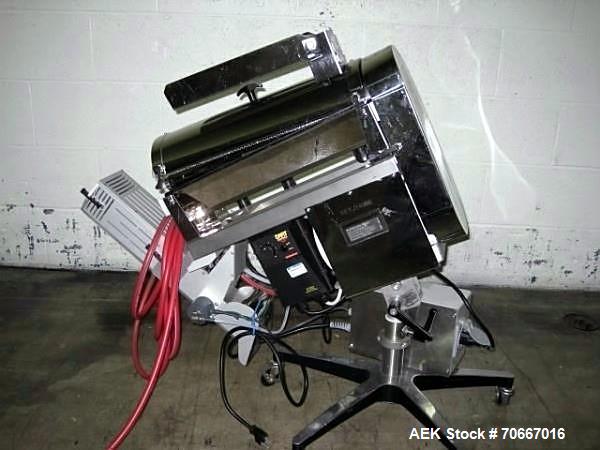 Used Key capsule polisher, model CP350, stainles steel construction with Key MTCS empty capsule reject, on stand, 110V, serial # J14966.  NOTE: PRICE INCLUDES A 15% BUYERS PREMIUM.