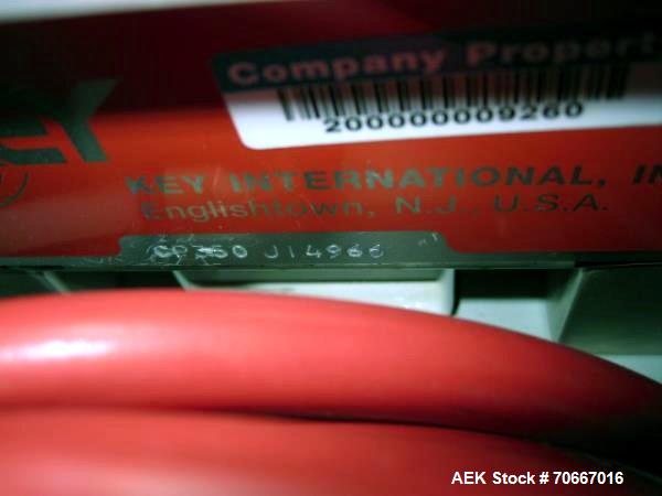 Used Key capsule polisher, model CP350, stainles steel construction with Key MTCS empty capsule reject, on stand, 110V, serial # J14966.  NOTE: PRICE INCLUDES A 15% BUYERS PREMIUM.
