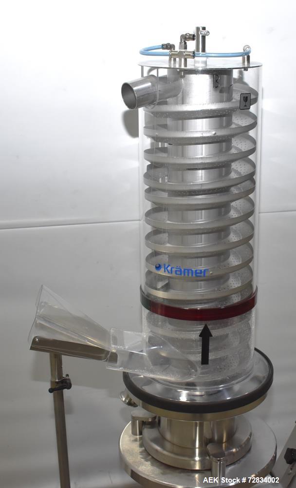 Used Kramer Model E92-500 Uphill Spiral Tablet Deduster. Approximate 1,800,000 tph, based on round 5 x 2mm tablets. Maximum tablet diameter 20mm. Maximum dedusting path 6.8m. Conveying height 490mm. ...