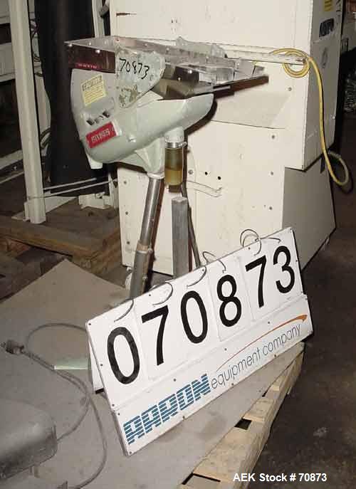 USED:Stokes tablet duster, model 900-571-1, stainless steel. 9-1/2"wide x 22" long vibration screens. Bottom mounted dust collector,1-1/2" diameter dust outlet. Capacity approx 7000 tablets per minut...