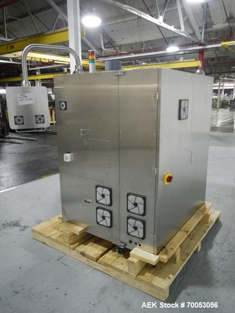 Used Used GEA Daiichi Viswill tablet video inspection system, model TVIS-EX3, rated to speeds of 350,000 tablets/hr through put, designed to handle 5-12 mm diameter to 2-8 mm round tablets, 5-12 mm w...