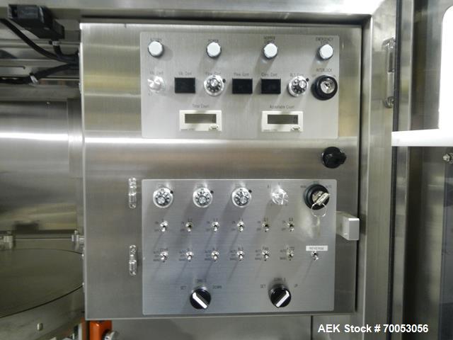 Used Used GEA Daiichi Viswill tablet video inspection system, model TVIS-EX3, rated to speeds of 350,000 tablets/hr through put, designed to handle 5-12 mm diameter to 2-8 mm round tablets, 5-12 mm w...