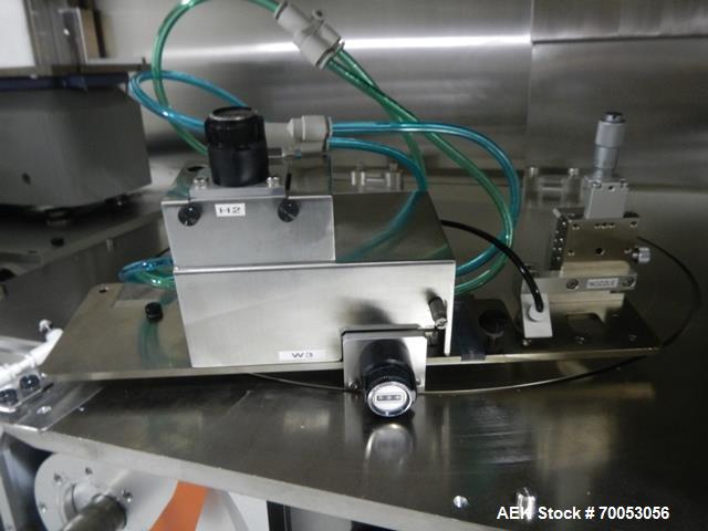Used Used GEA Daiichi Viswill tablet video inspection system, model TVIS-EX3, rated to speeds of 350,000 tablets/hr through put, designed to handle 5-12 mm diameter to 2-8 mm round tablets, 5-12 mm w...